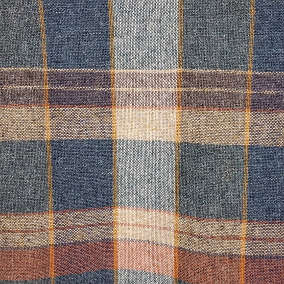 Vintage Neutral tan blue Plaid open front Vest jacket fall Unisex size large - Picture 8 of 14